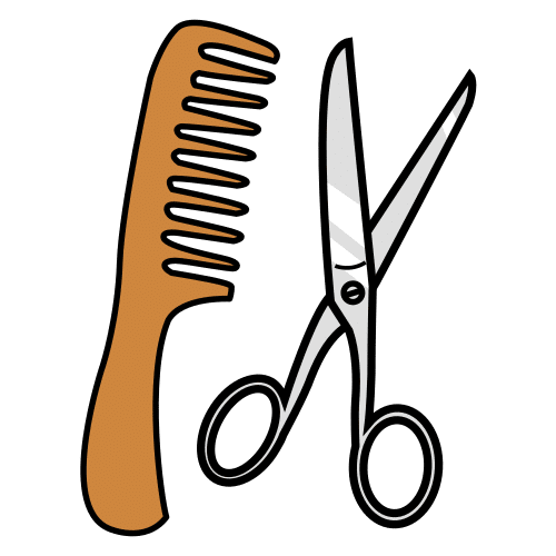 comb and scissors