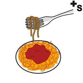 borden met spaghetti