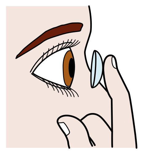 put in the contact lenses