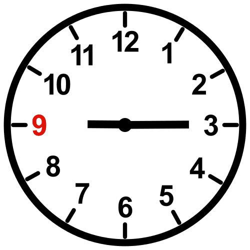 a quarter past nine