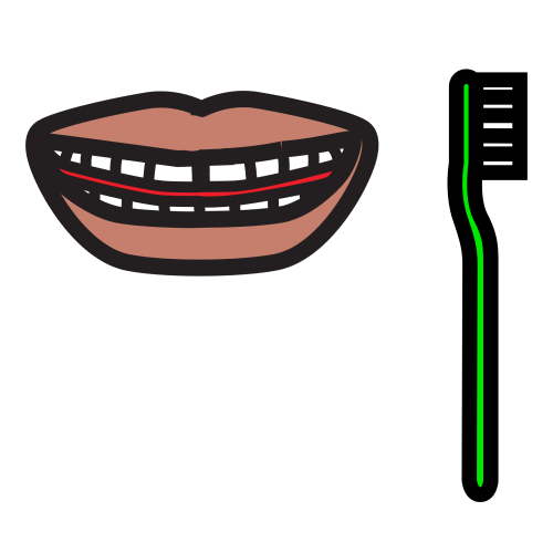 mouth with toothbrush