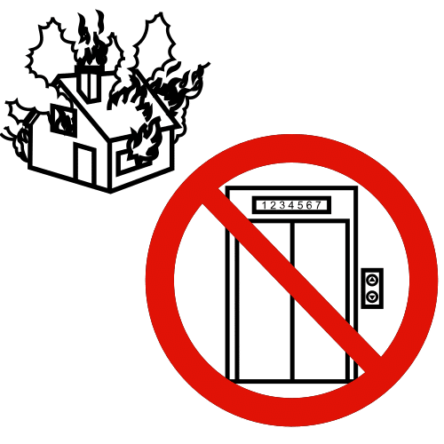 Don't use the lift in case of fire