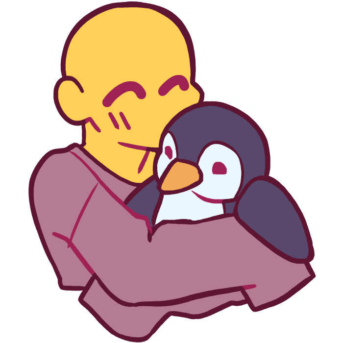 hugging penguin plushie