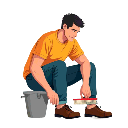 brushing shoes