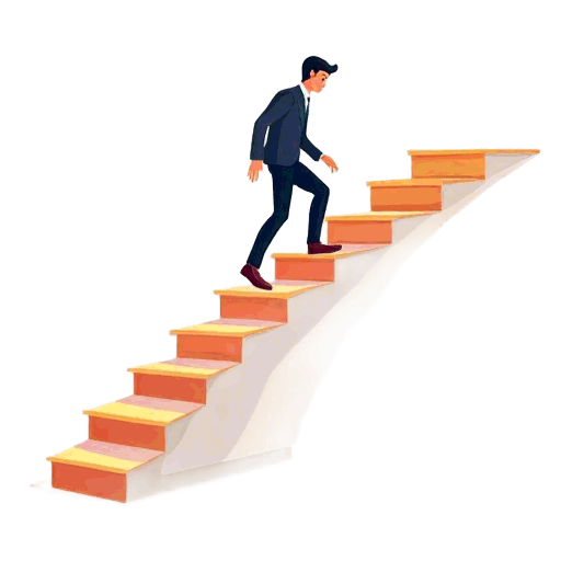 climbing the stairs