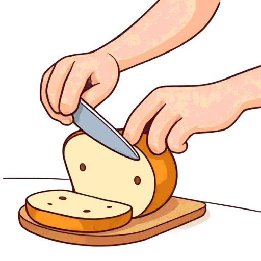 cutting some bread