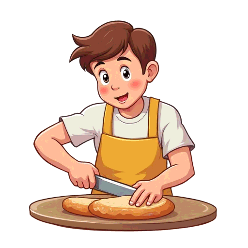 cutting some bread
