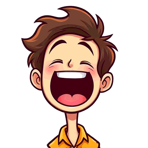 laughing with the mouth open