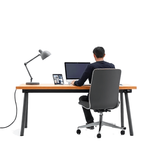 at a desk