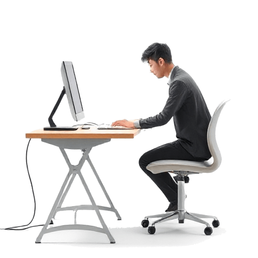 at a desk