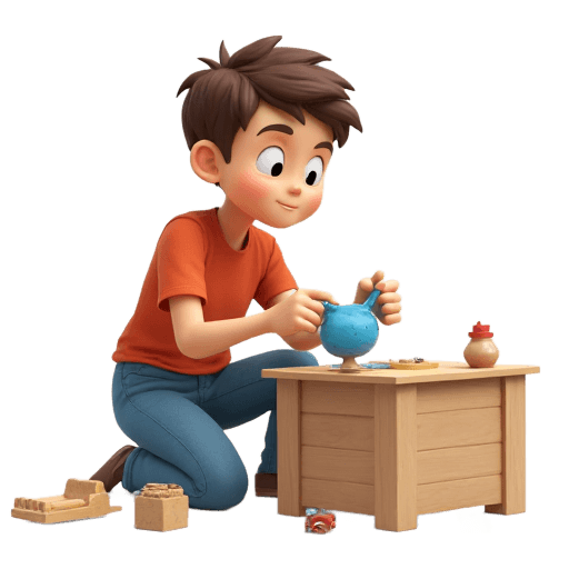 fixing a toy with glue