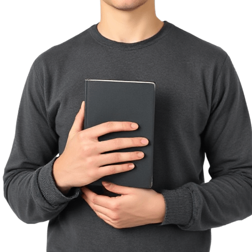 holding a book to their chest
