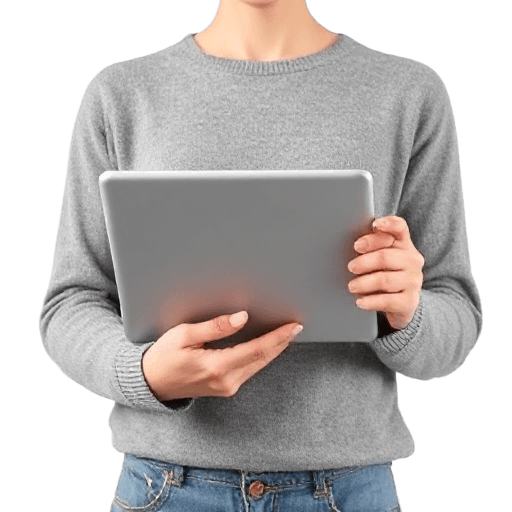 holding a tablet