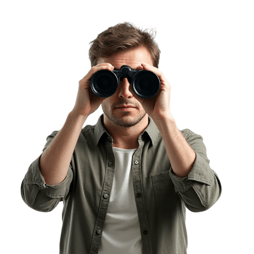look through binoculars