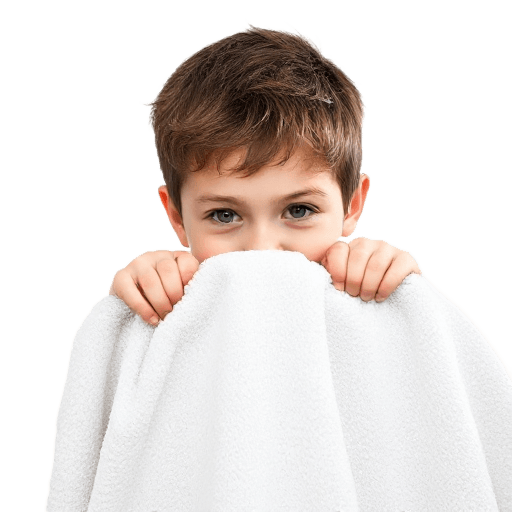 peeking out over a towel
