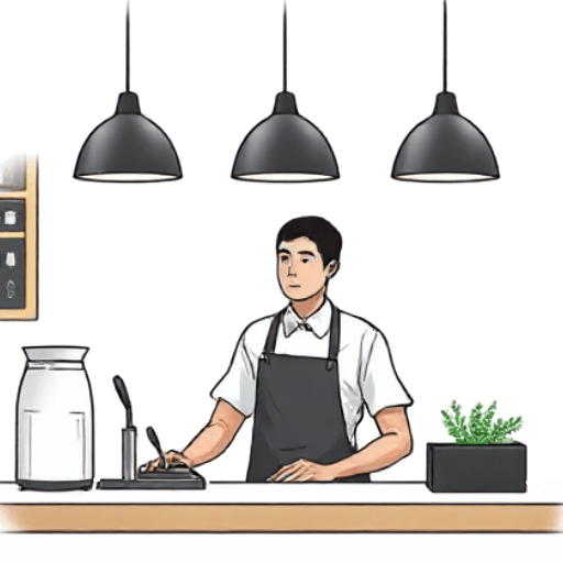 serving behind a counter