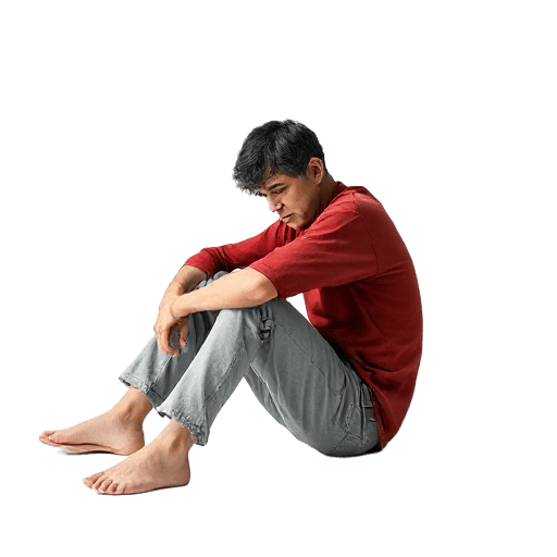 sitting down
