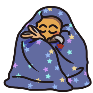 snuggling in blanket with toys
