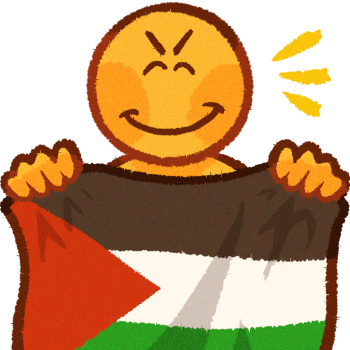 holding Palestinian flag
