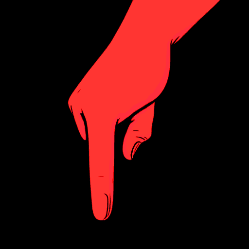 pointing down