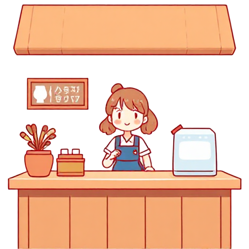 behind the counter