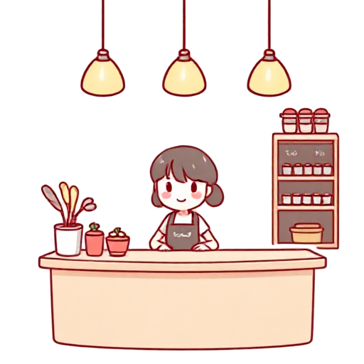 behind the counter