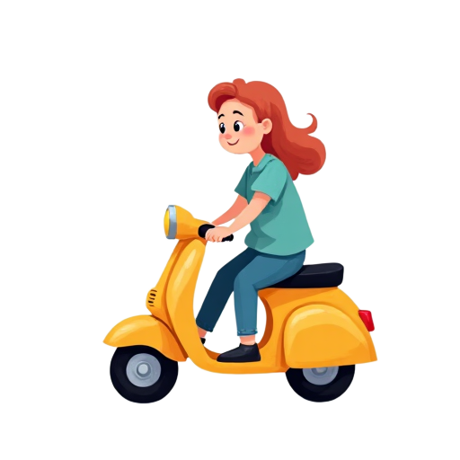 on a scooter