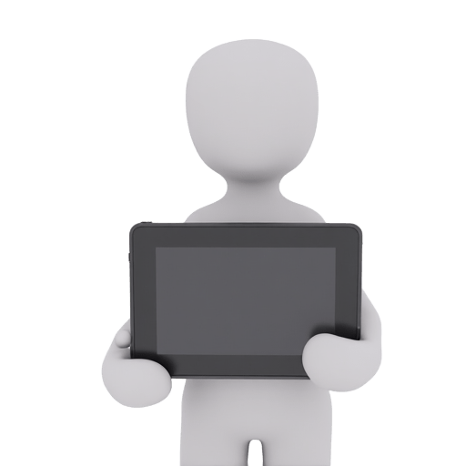 holding a tablet