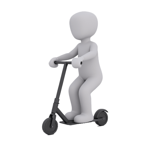 riding on a scooter