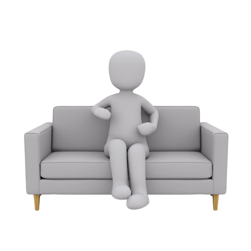 sitting on a sofa