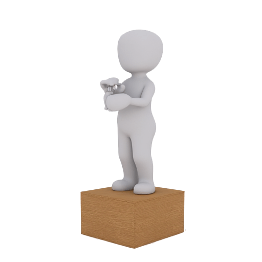 standing on a wooden box