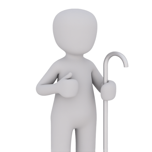 holding a walking stick
