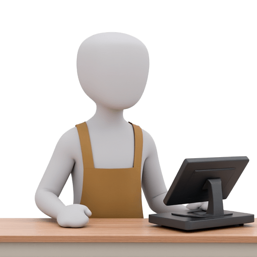 working behind a counter