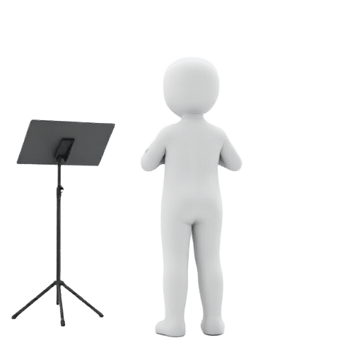 taking a bow in front of a music stand