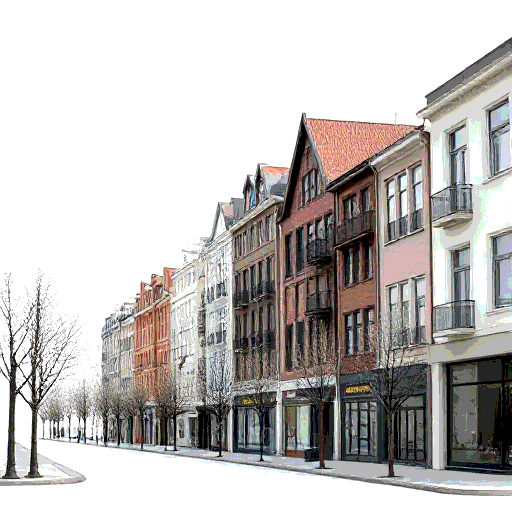 avenue of buildings