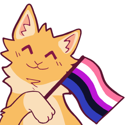 cat with genderfluid flag