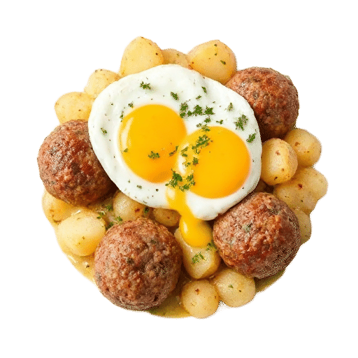 Swedish meatballs with eggs and potatoes