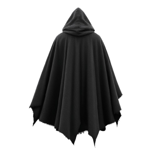 hooded rough edged cloak