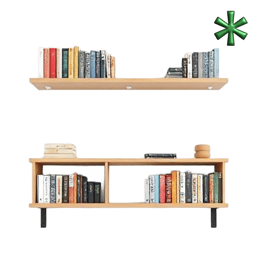 overhead bookshelves