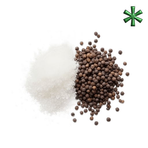 salt and peppercorns