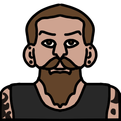 person (beard, tattoos)