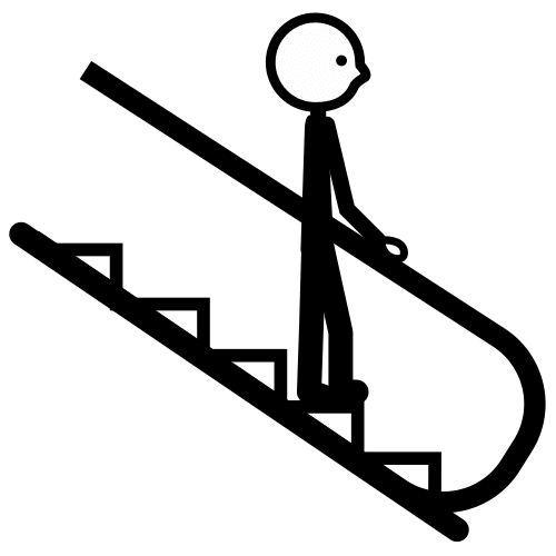 bajar la escalera mecánica