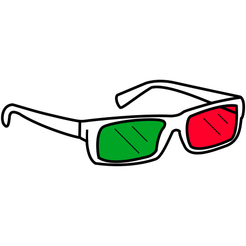 gafas verdes y rojas