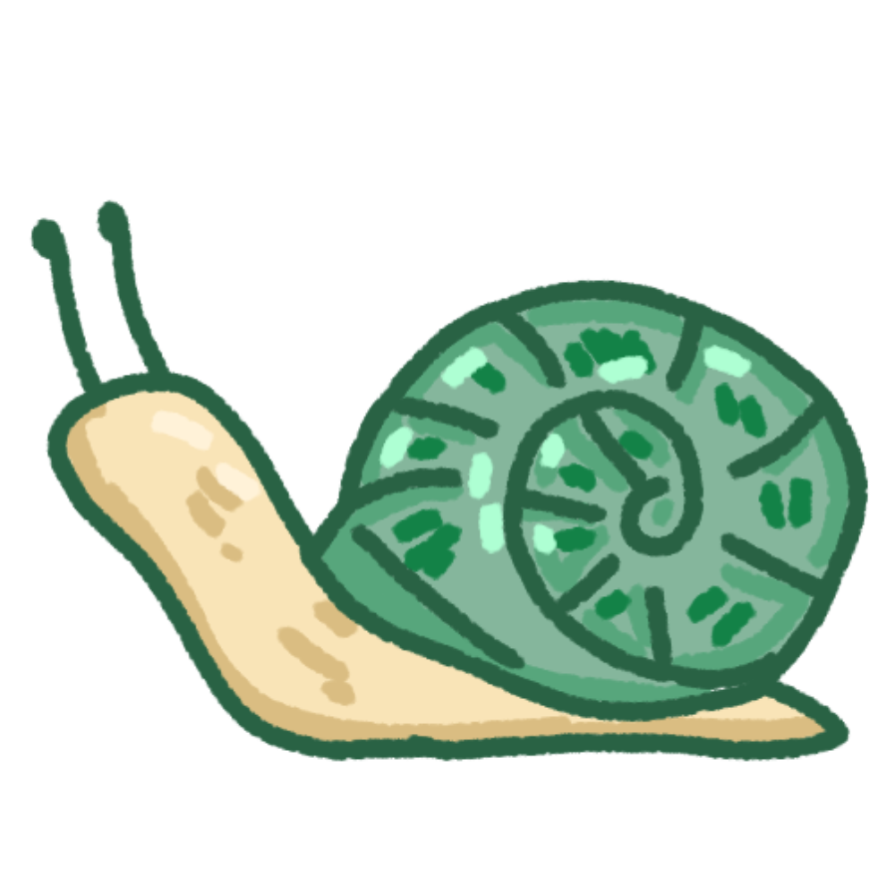 green-blue shelled snail