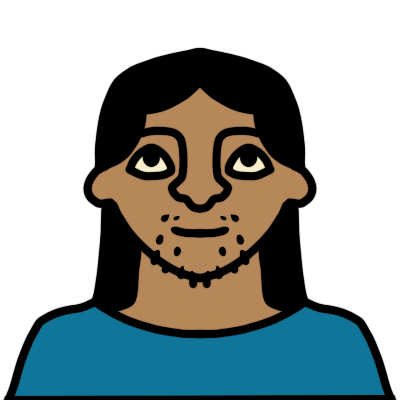 person (long hair, stubble)